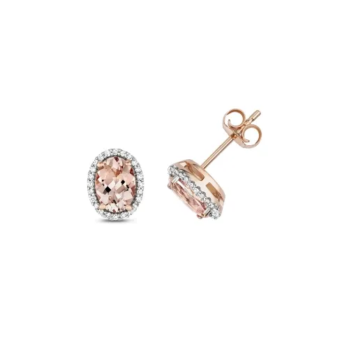 Diamond & Oval Morganite Studs